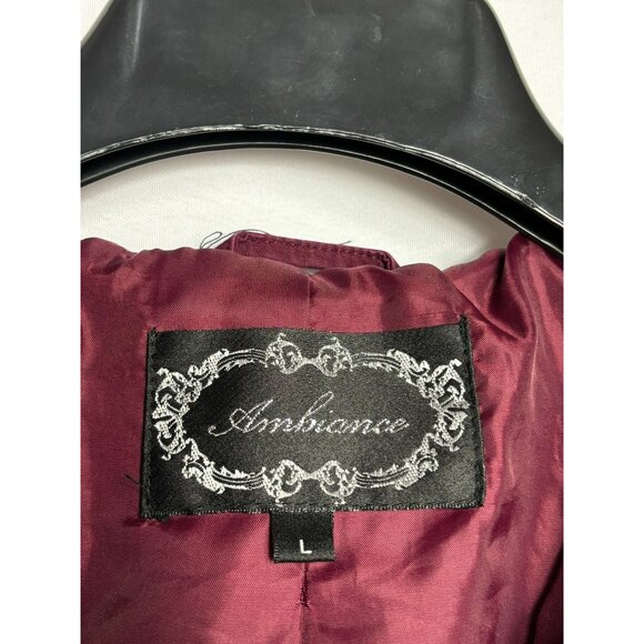 Vtg Y2K Ambiance Womens Maroon Anorak Jacket Hooded Full Zip Snap Long Sleeve L - Picture 7 of 8